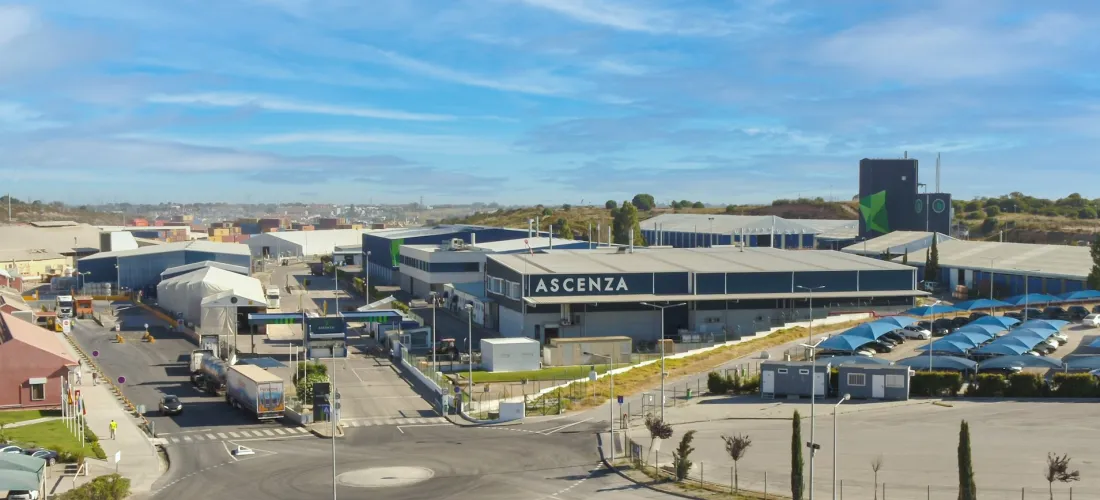 wide Photo of ASCENZA plant in Setúbal, Portugal, showing the entire facilities