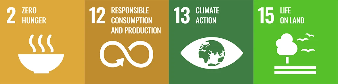 united nation goals we're tackling with nerthus programme: zero hunger responsible consumption and production, life on land and climate action.